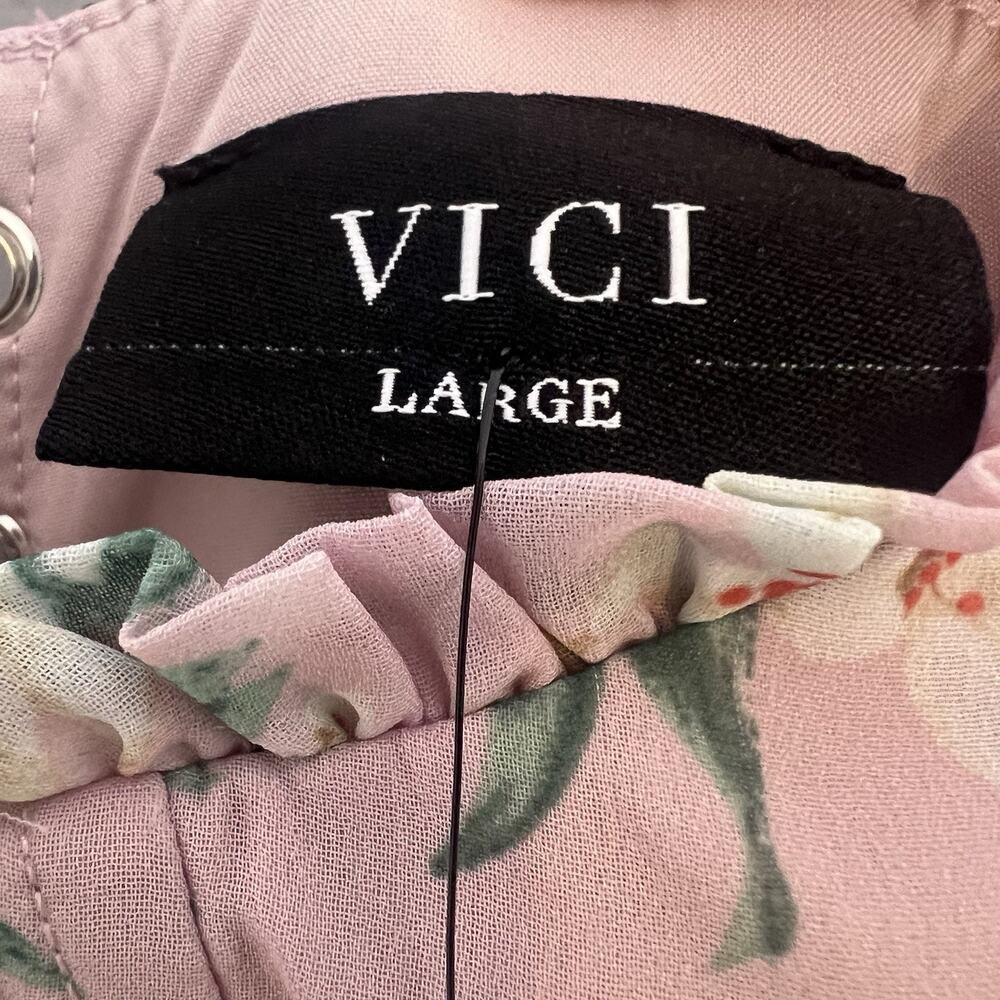 NWT VIGI Flourishing Shine Light Pink Floral Tiered Maxi Dress Sz L - Picture 11 of 16